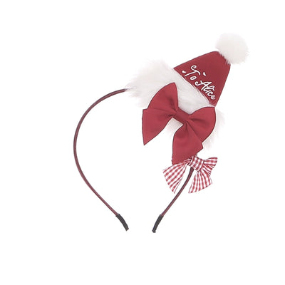 To Alice~Snowball~Christmas Lolita JSK Dress Red Cute Dress Burgundy Headband  