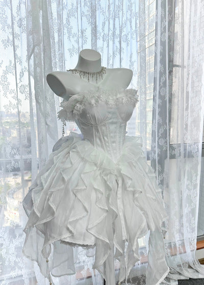 (Buyforme)Kiko Lolita~Elegant  Balletcore Corset Princess Lolita JSK XS white 