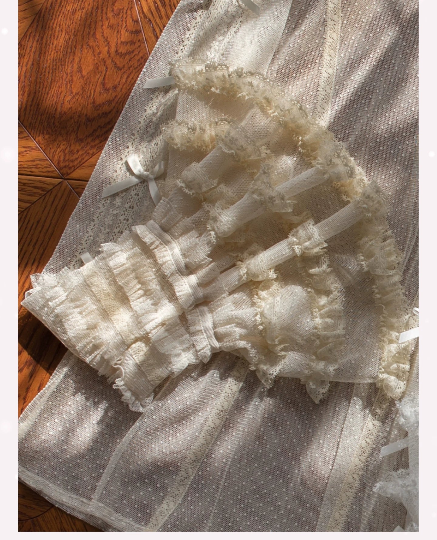 Vernal Feast - Polka Dot Lolita Blouse, Ruffled False Collar