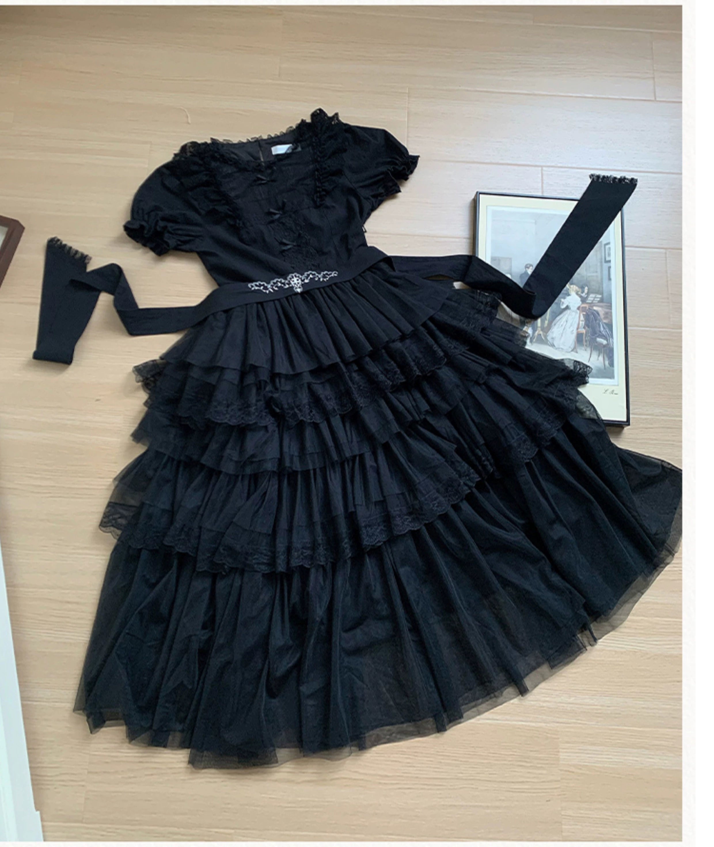 With PUJI - Ivory Tower Enhance - Elegant Lolita JSK Dress Tiered Drawstring OP 38798:601618