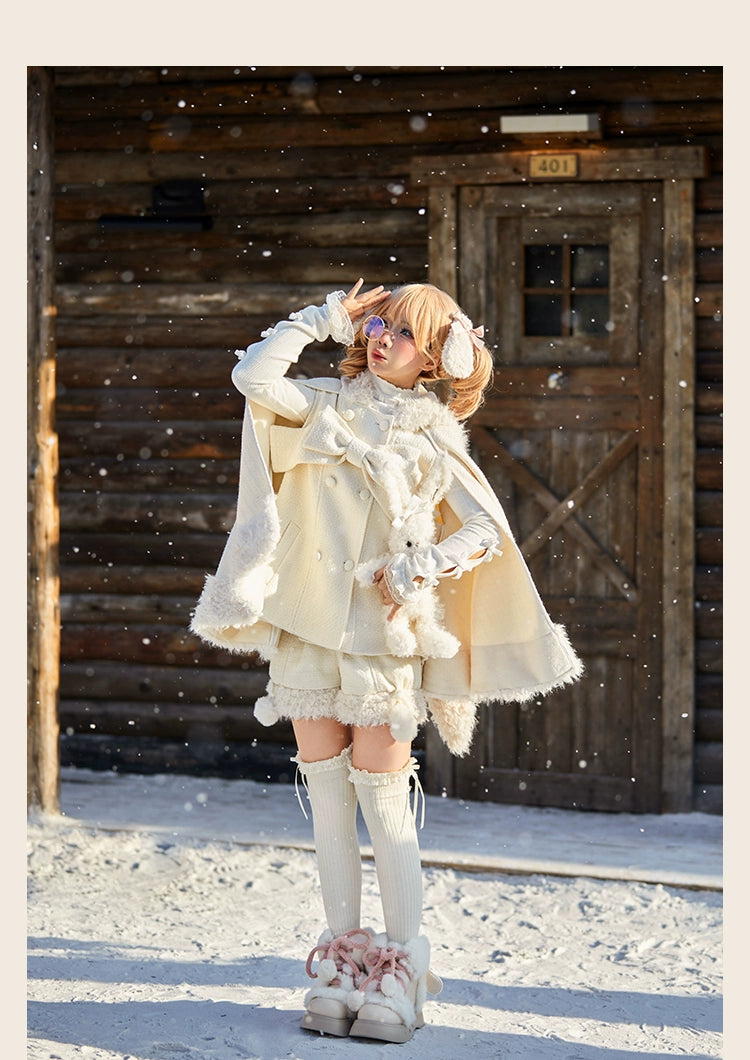 Tan Tuan~Rabbit & Bear~Winter Kawaii Lolita Cape and Shorts