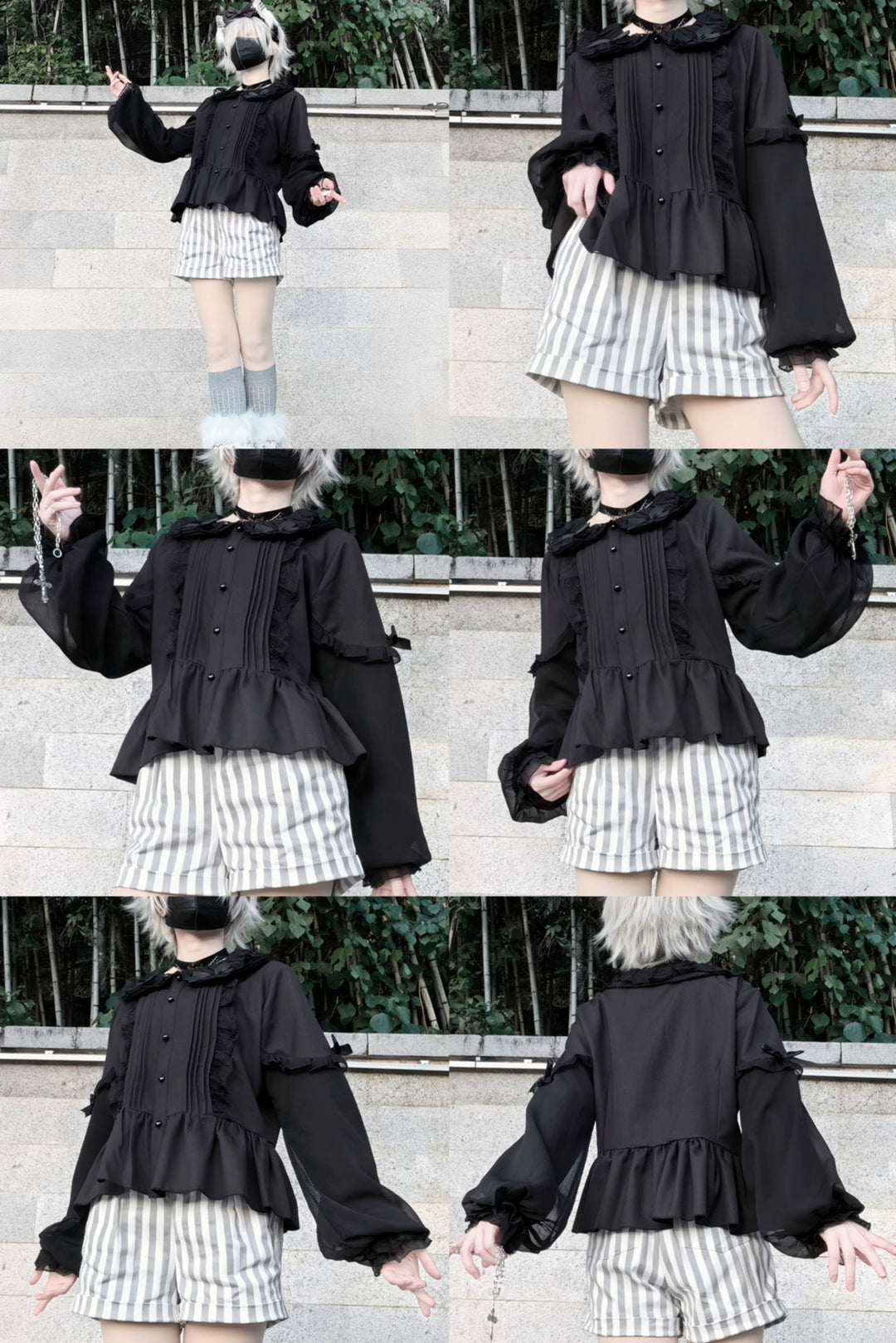 DMFS Lolita~Sweet Lolita Blouse Double-layered Puff Sleeves Lolita Shirt 34102:669322