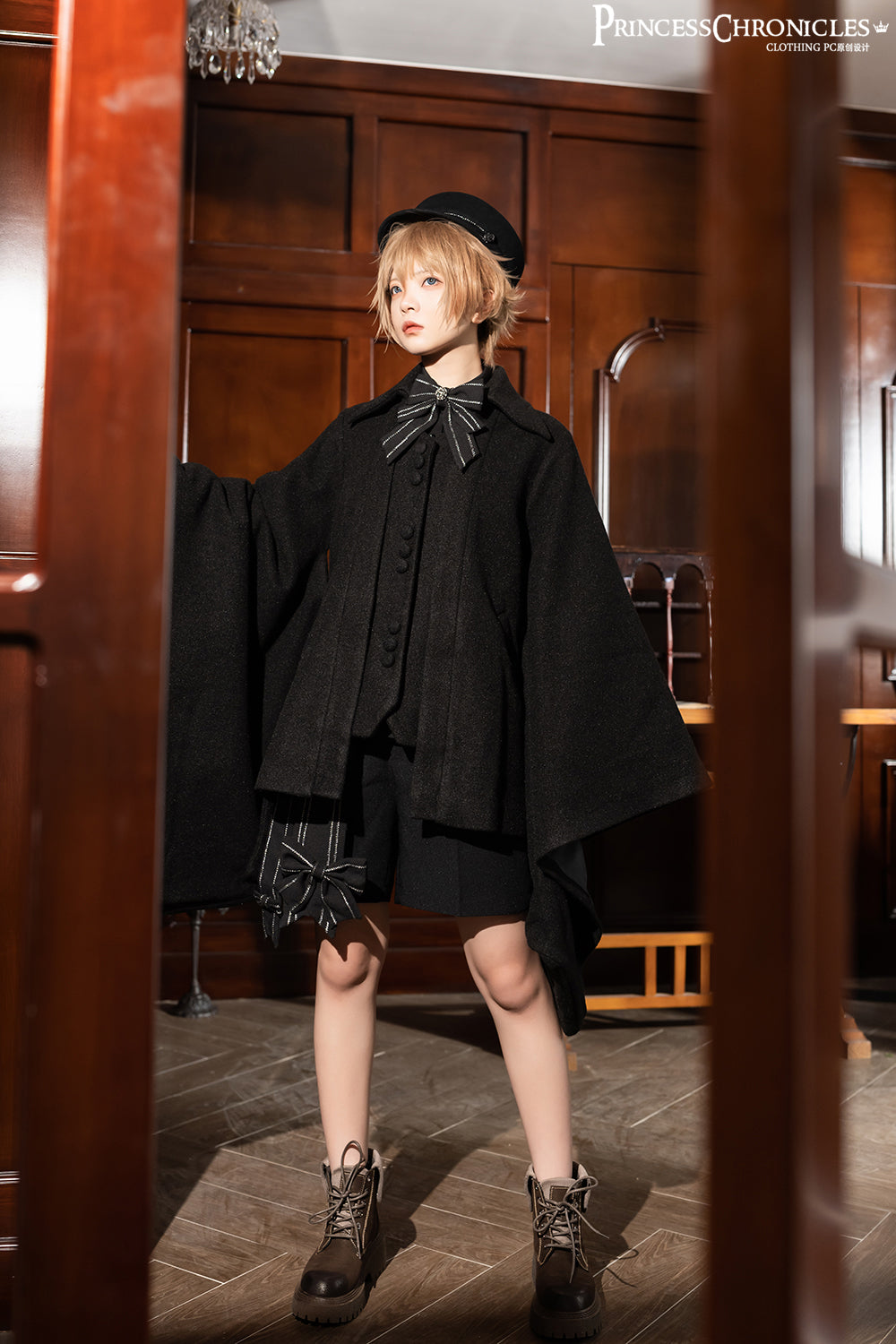 Princess Chronicles~ShenYao~Ouji Lolita Winter Black Long Coat   