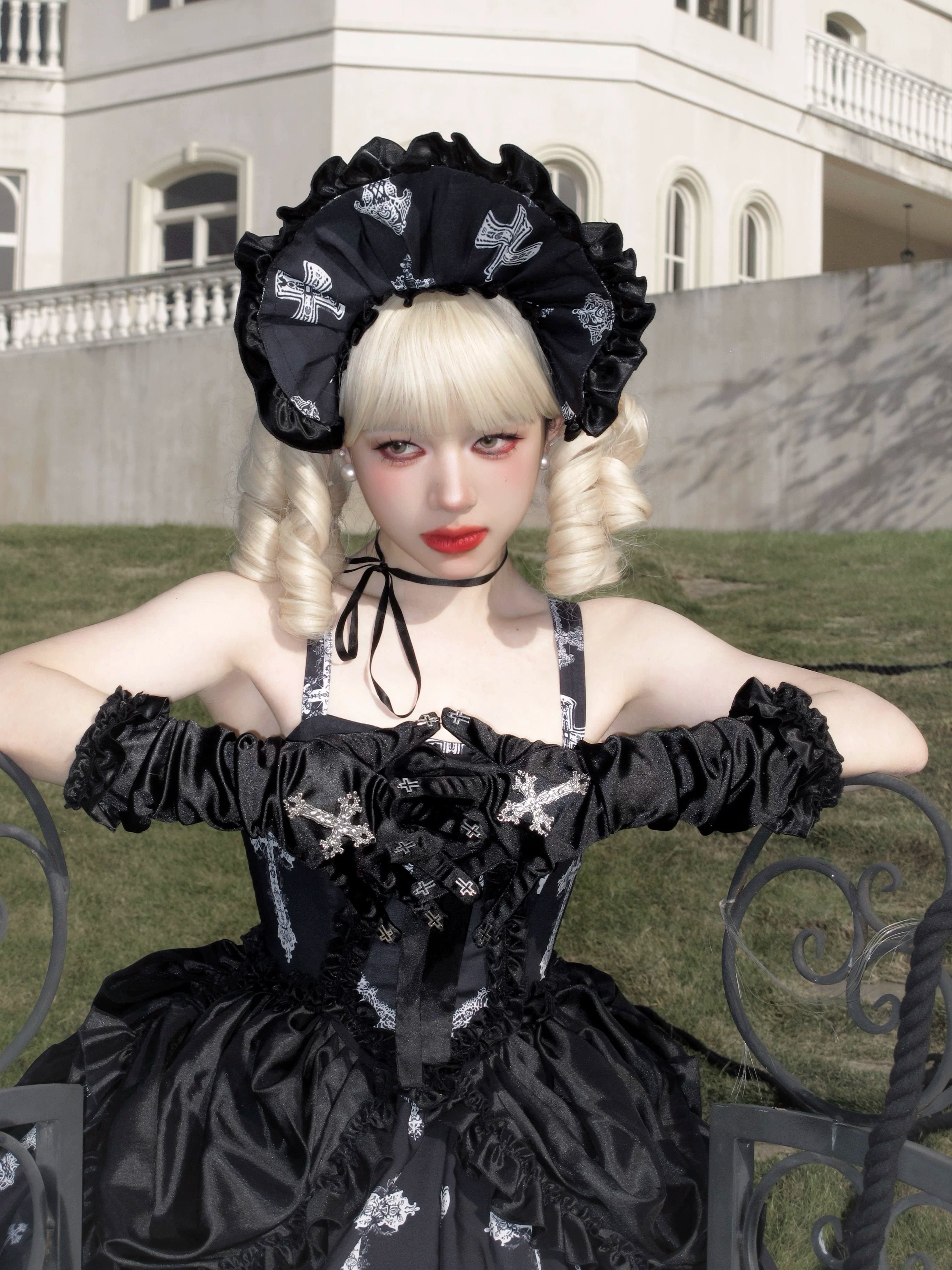 Lace Cross - Gothic Lolita BNT, 3D Cross Decorated Gloves 44544:812025