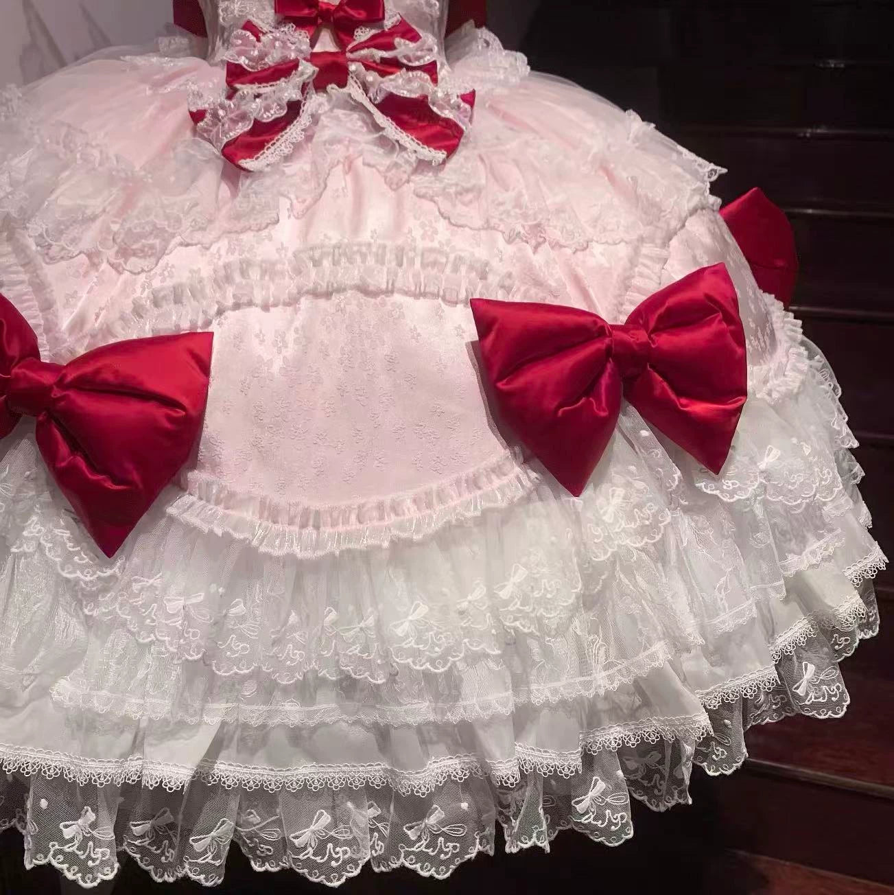 Floral Dream Isle - Sweet Lolita Doll-like JSK Dress, Bows & Lace 44705:821041