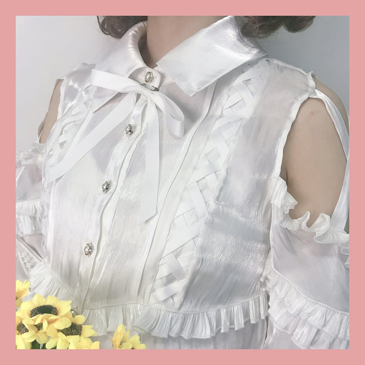 (BFM)OCELOT~Lolita Blouse Yuelong Poem Long Sleeve Inner Shirt S white (recommend to buy one size bigger than your usual size) 