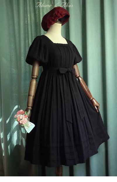 Akane Alois~White Night~Elegant Lolita Black High Waist Dress   