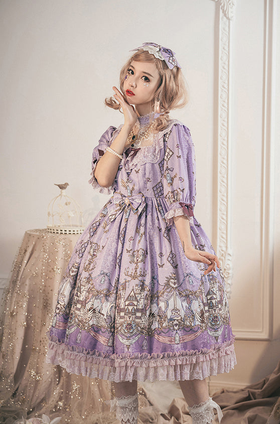 Milu Forest~The Swan's Wedding~Elegant Lolita Purple OP   