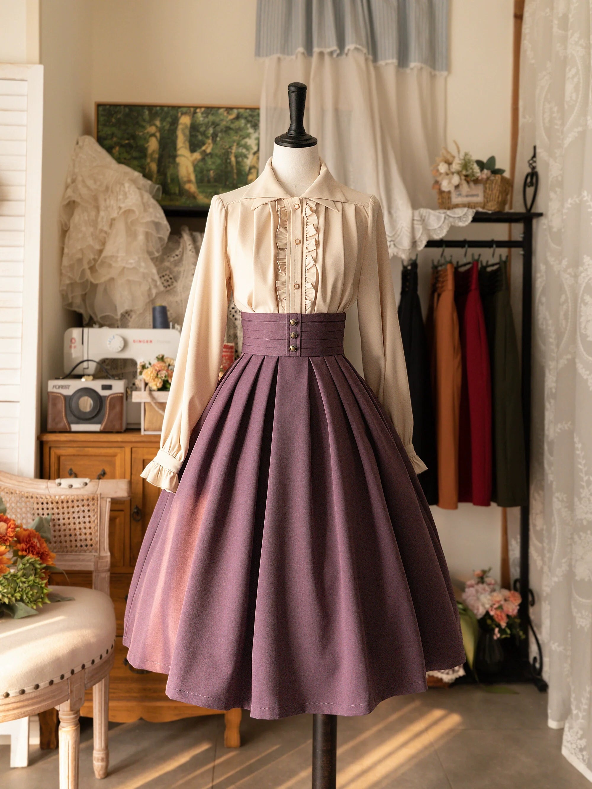 Forest Basket - Elegant Lolita Pleated Skirt 44547:812963