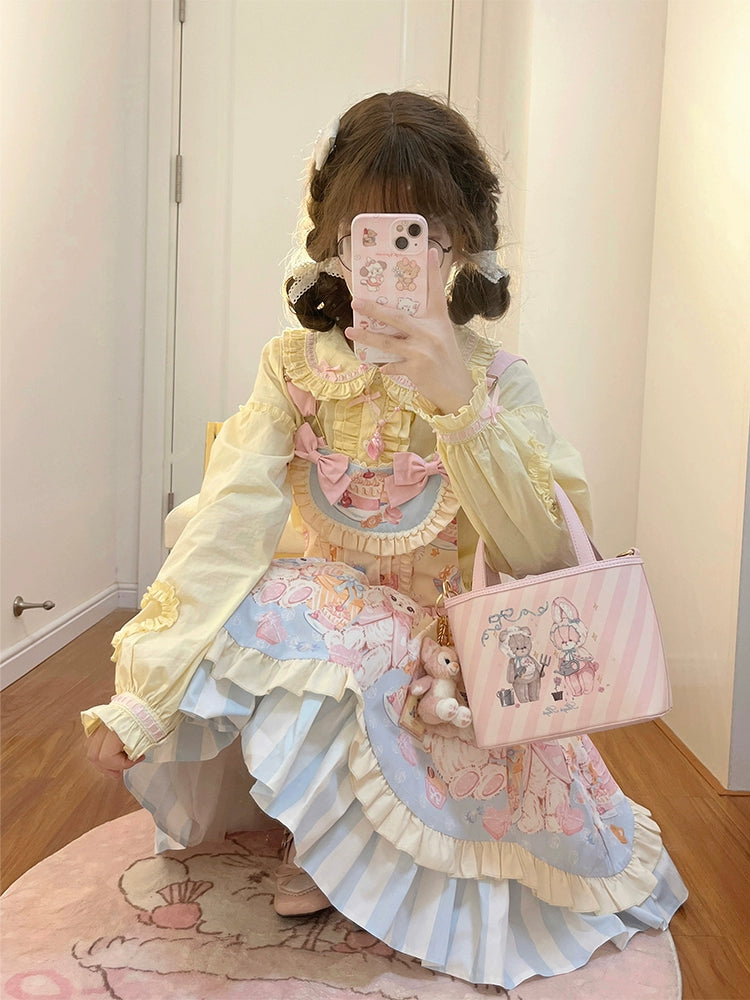 Mewroco~Frosting~Sweet Lolita Yellow Doll Collar Blouse   
