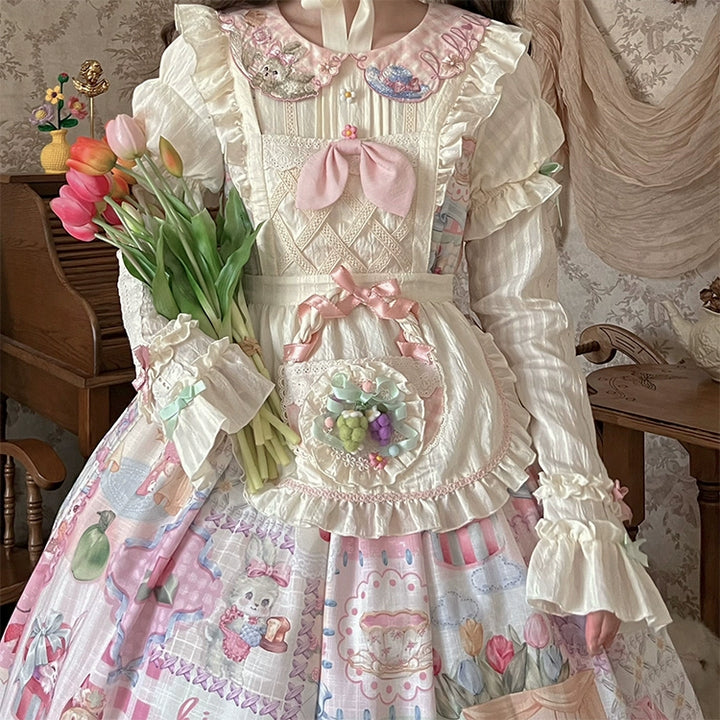 Mewroco~Country Patchwork~Sweet Lolita Dress Set Print OP SK Shirt and Camisole 41848:719010