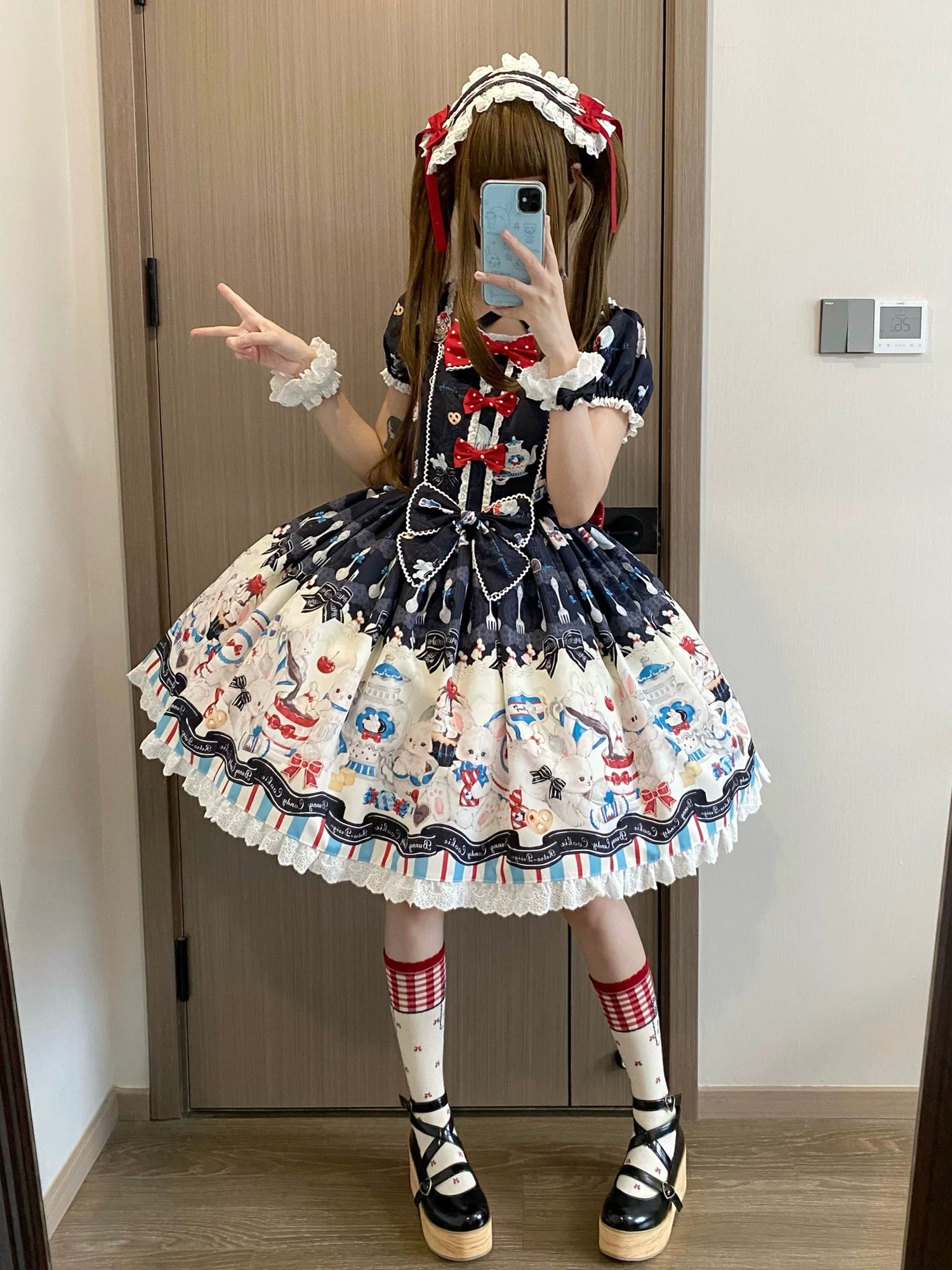 Myth Rabbit Tea Party - Sweet Lolita Dress Set, Bunny Print JSK 44460:809368