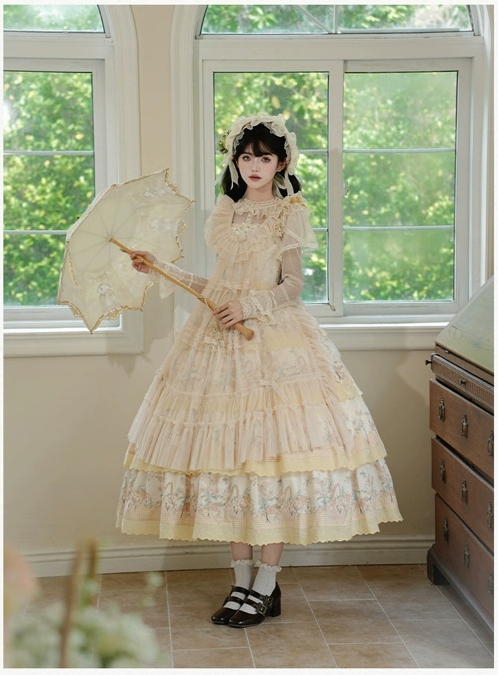 With PUJI~Letters and Poetry~Classic Lolita Tulle Over-Skirt for Summer
