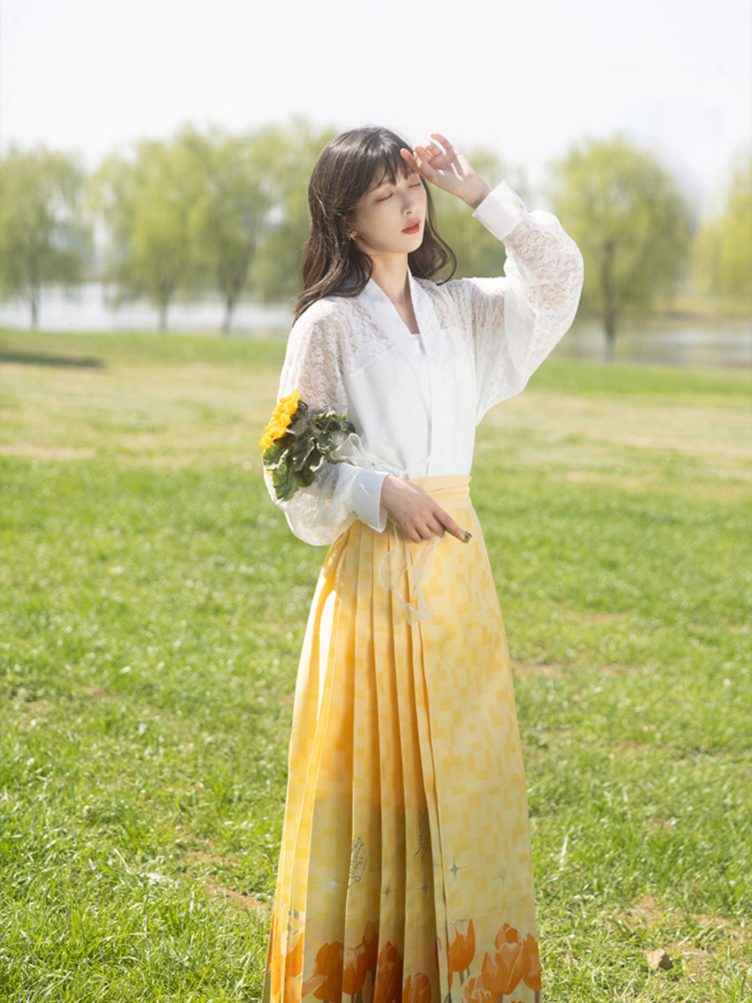 Chixia~Tulipfruit~Han Lolita Improved HanFu Horse-faced Skirt Dress one-piece skirt S 