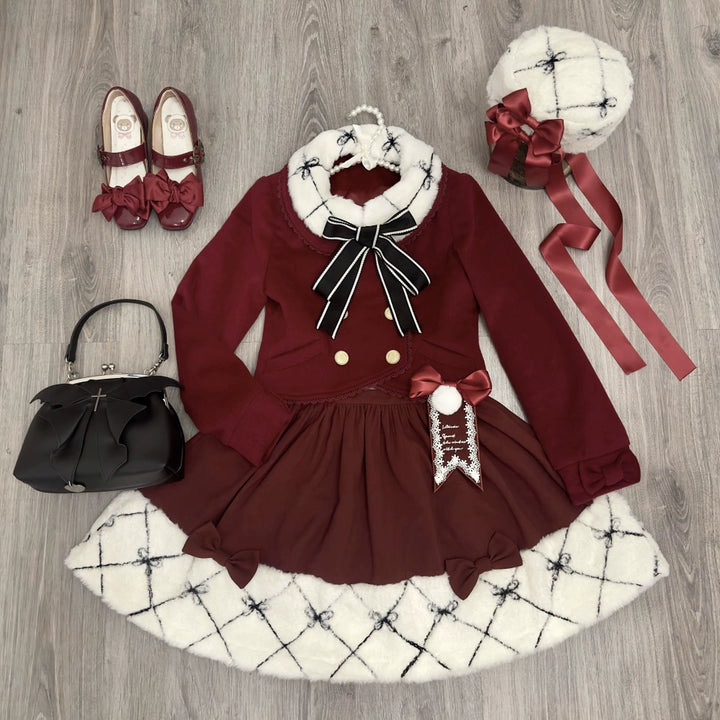 LeMiroir~Winter Solstice Coat~Sweet Lolita Woolen Coat Embroidery Skirt Short Outwear 40360:657018