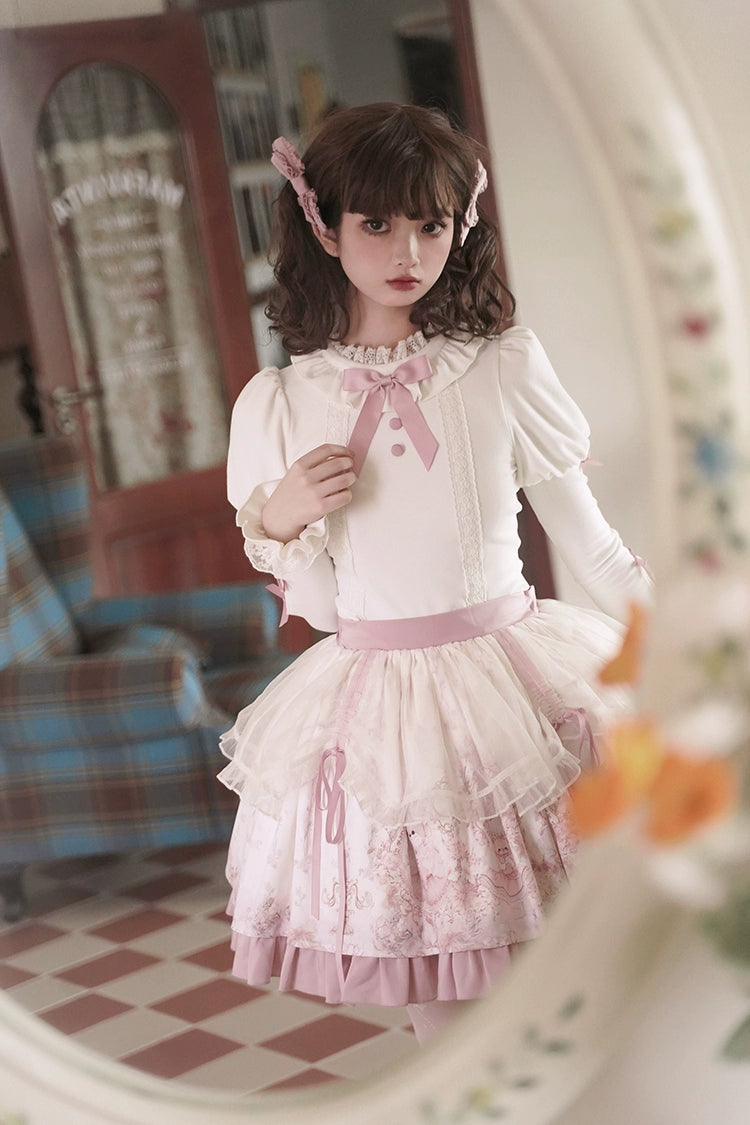 Half Sweet Lolita~Doll Garden~Sweet Lolita JSK Dress Cat Print Pink Dress Set 34862:468242