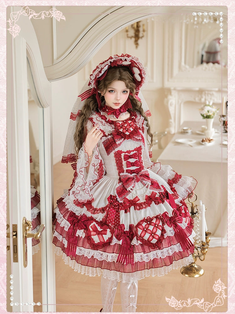 Shuang Sheng Xiao Xiong - Heart of Love - Sweet Lolita Wedding JSK, Bow Details 44306:803227