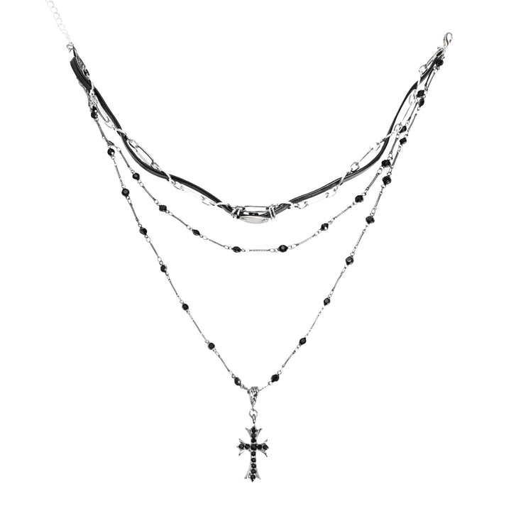 Broken Bone~Punk Lolita Necklace Cross Necklace Double-layered Black  