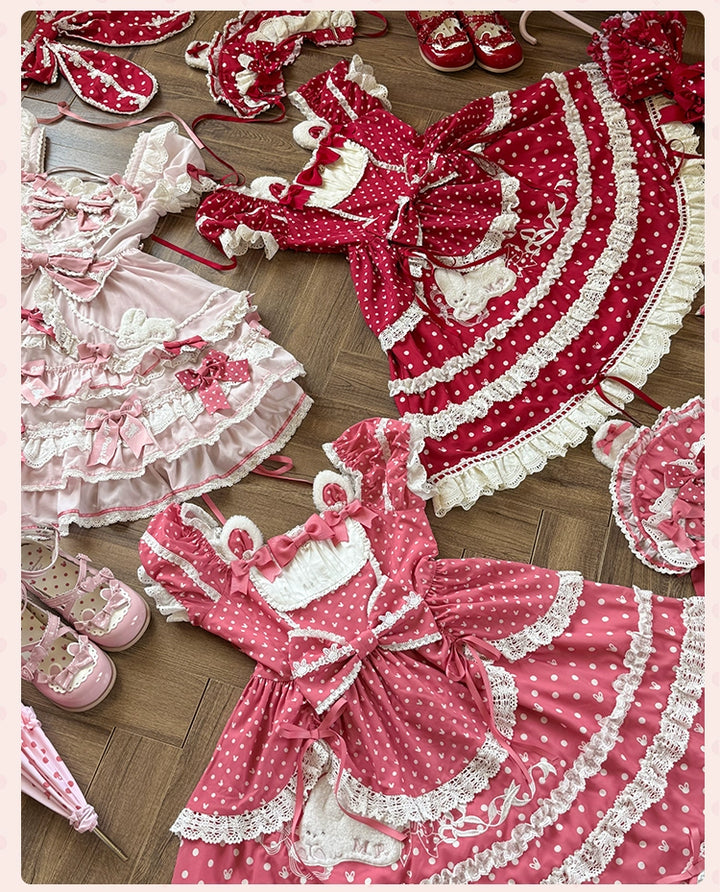Mademoiselle Pearl~Bow Rabbit~IP Collab Sweet Lolita OP in Multiple Styles 43054:763715