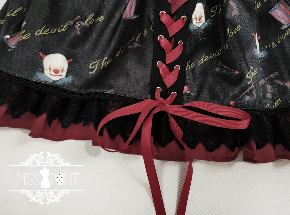 Miss Point~Gothic Lolita Clown and Bat Wings Print JSK Customized   