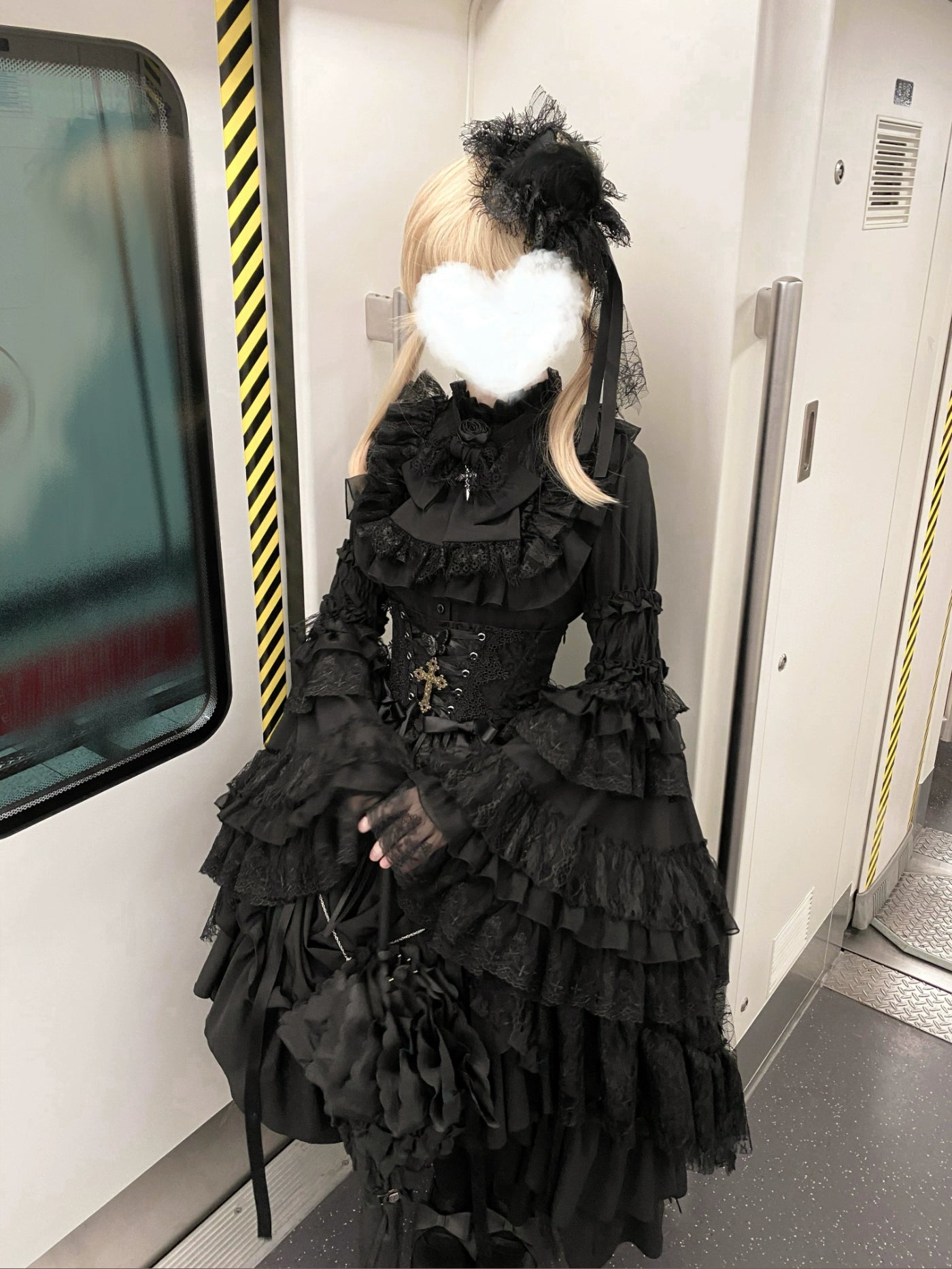 Nightingale Girl - Eternal Taboo - Gothic Lolita Dress Princess Sleeve Shirt Black top hat (One Size) only S