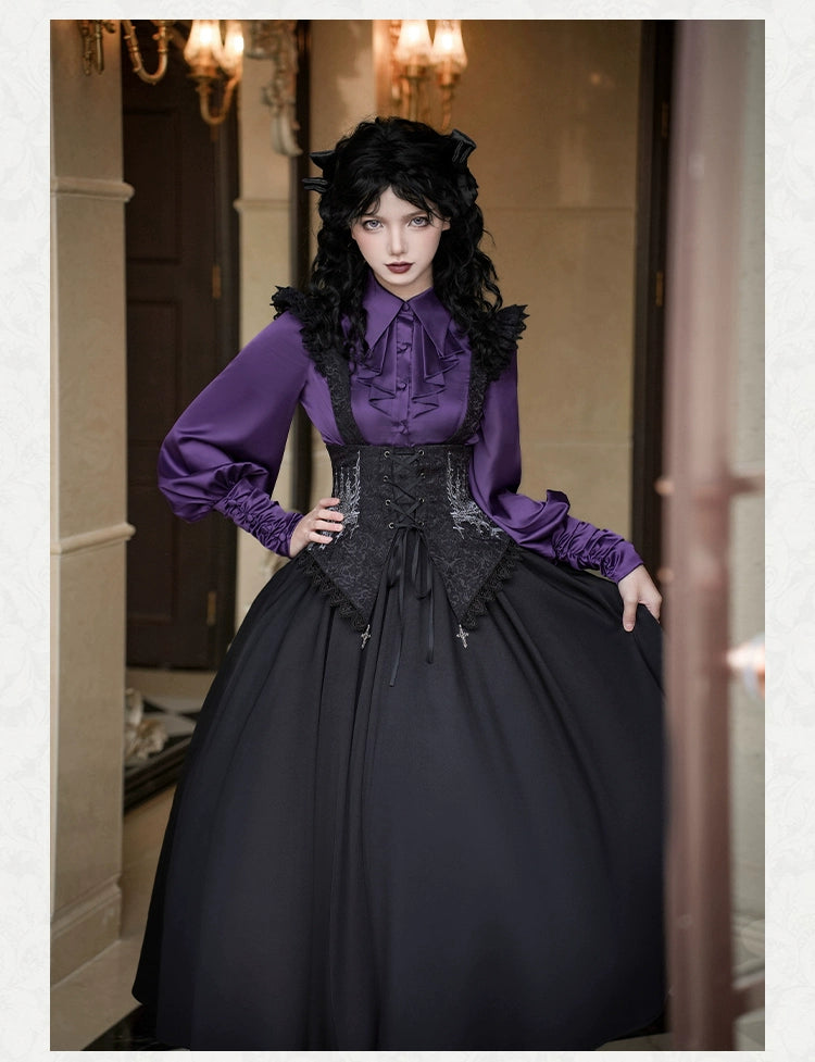 With PUJI~Thorny Night~Gothic Lolita Bust-supporting Skirt With Removable&Adjustable Strap