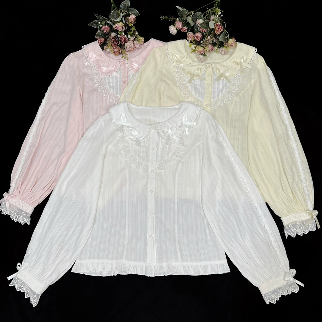 DMFS Lolita~Sweet Lolita Long Sleeve Shirt with Doll Collar   