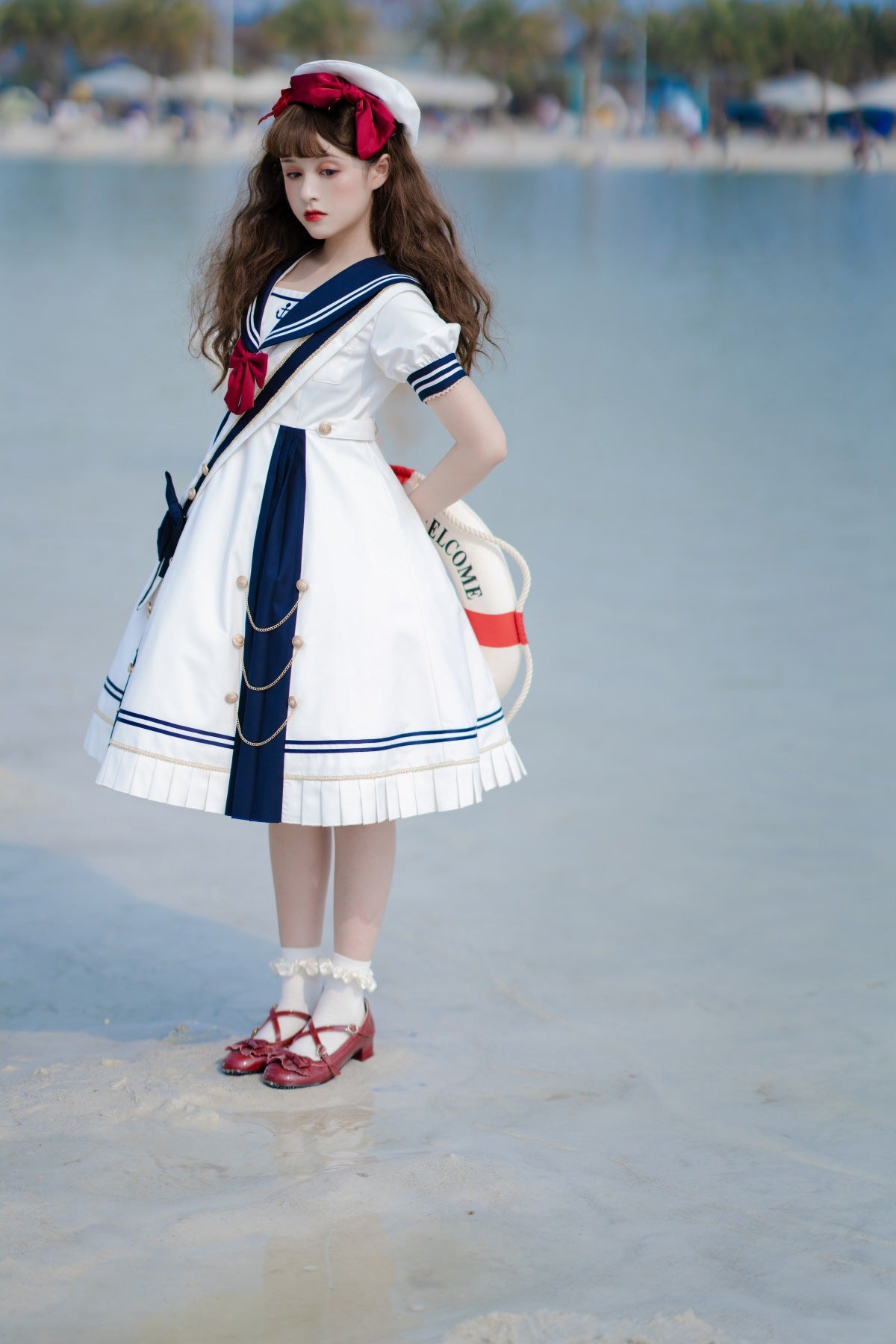 Cornfield Lolita~Sea Breeze~Sweet Lolita Navy Style Dress Op   