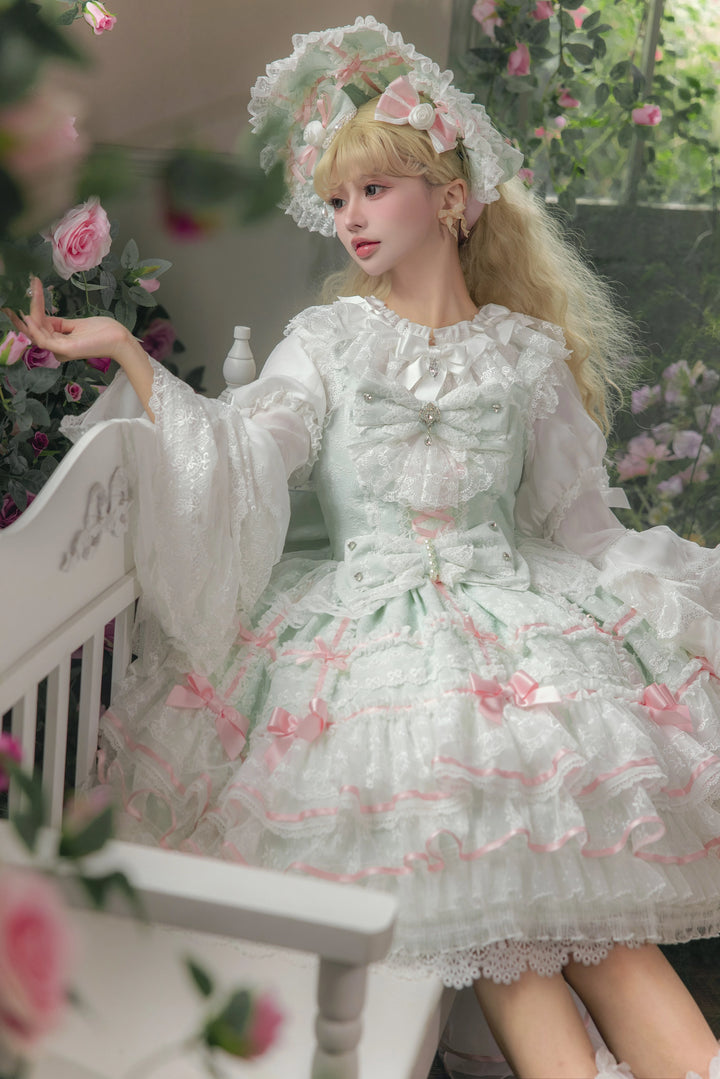 Flower Banquet~Wishing Star~Sweet Wedding Lolita JSK Bridal Lolita Dress