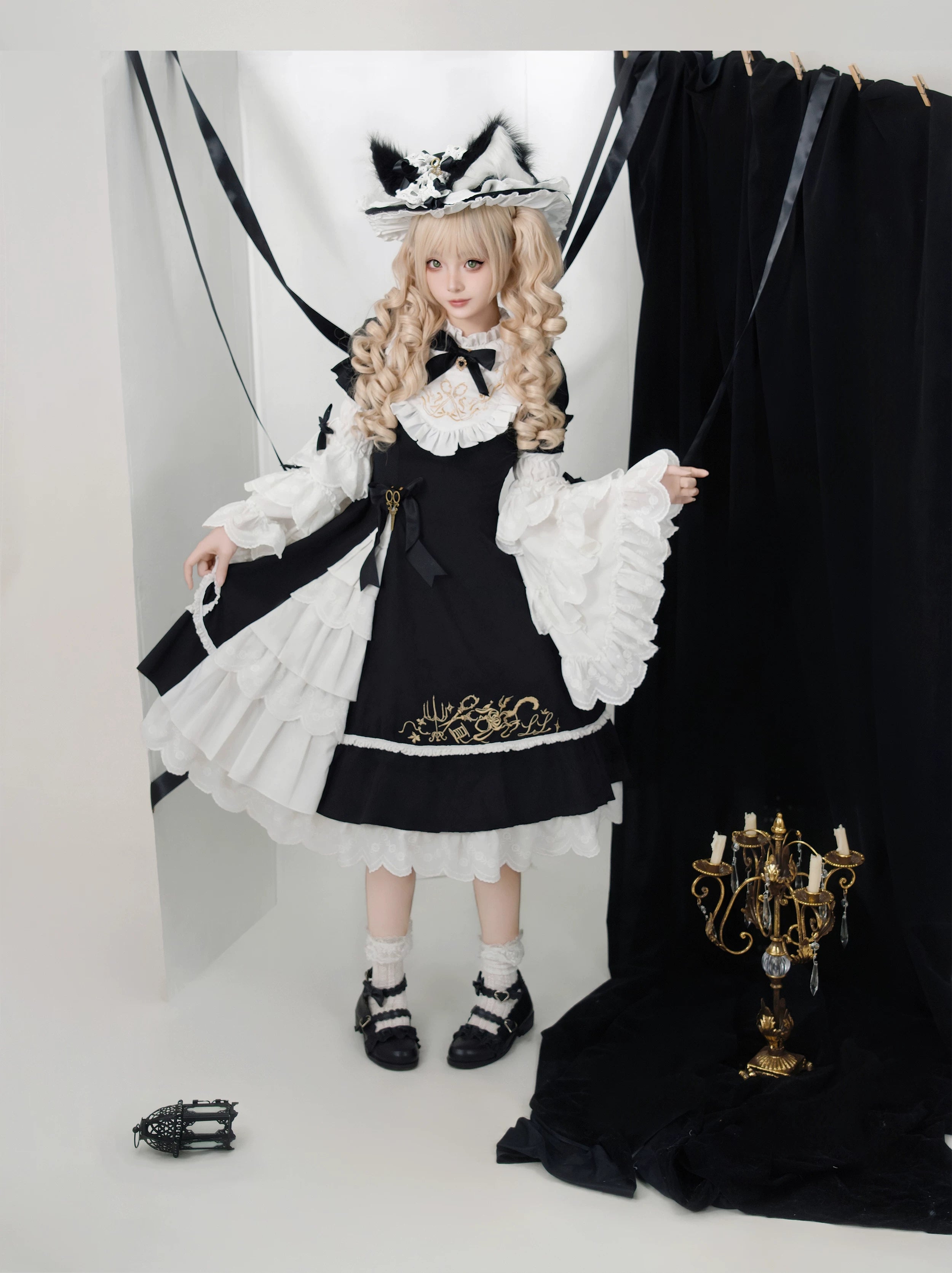 Sewing Magic Cat - Classic Lolita Six-Panel OP Dress with Embroidery