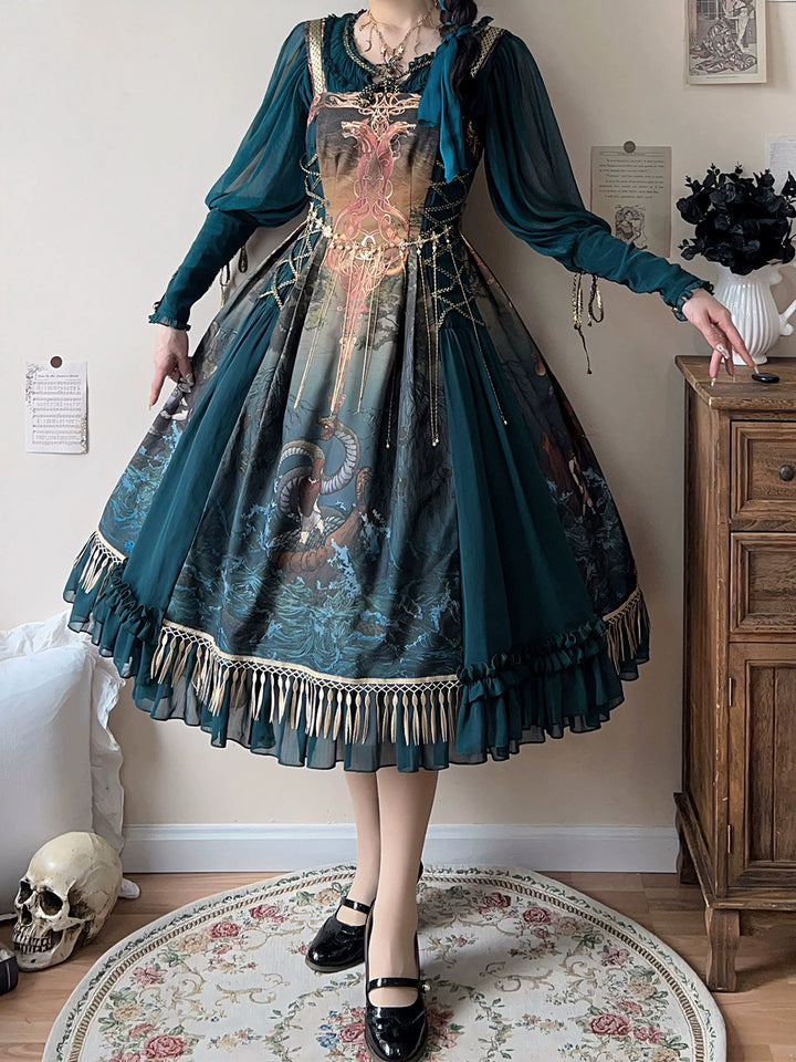 (BFM)FunCcino~Ragnarok~Nordic Style Loki Lolita JSK SK Dress