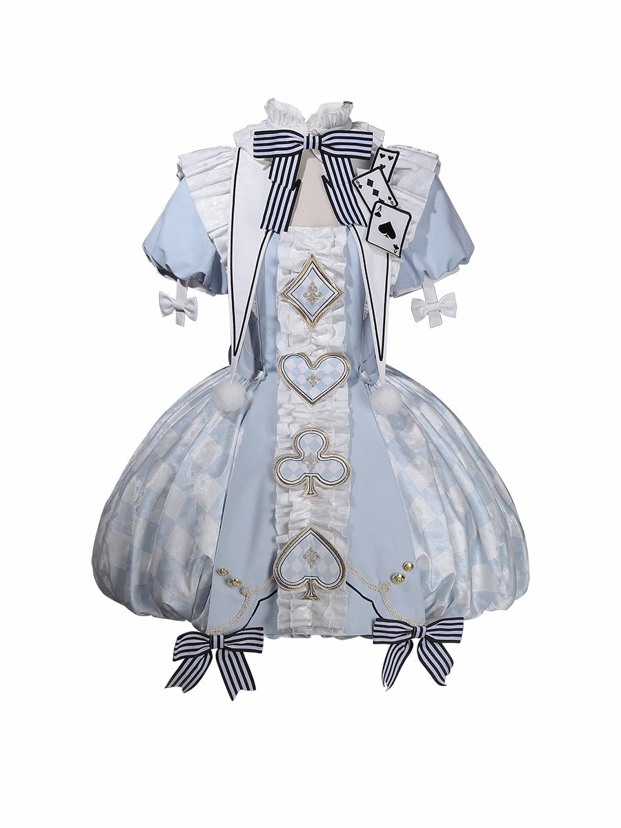 For Alice - Doll-like Lolita Jacquard OP Dress Set, Elastic Bubble Hem (2XL L M S XL) 45690:859680