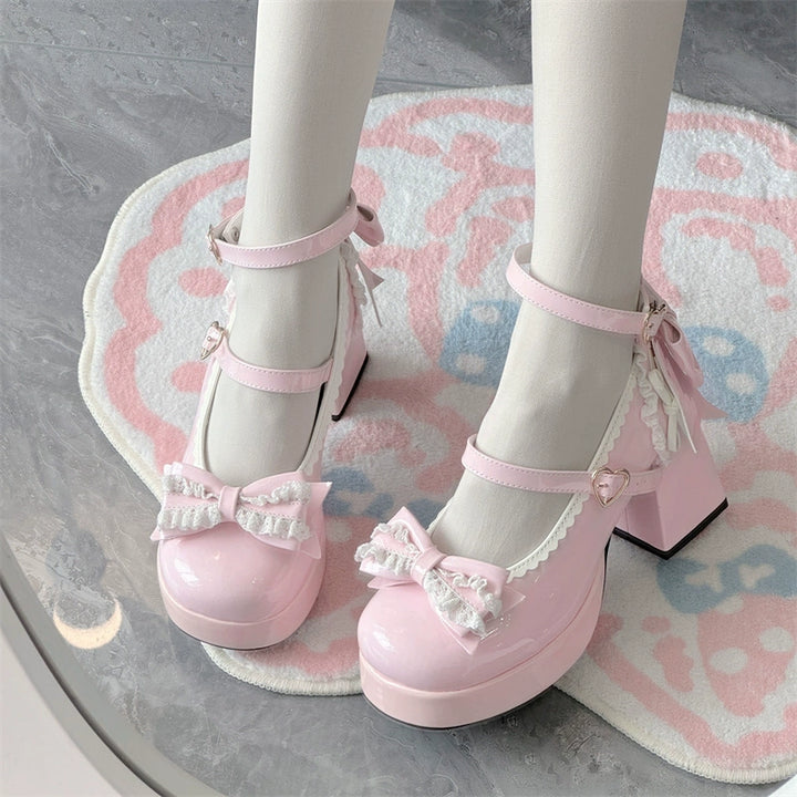 Jiangjiang Biscuit~Elegant Lolita High Heel Shoes Round Toe Low Cut   