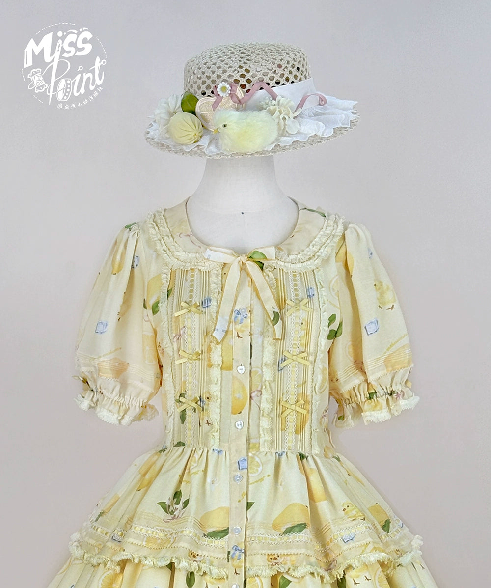 Miss Point~Lemon Chick~Country Lolita Printed OP With Button Front 42984:760439
