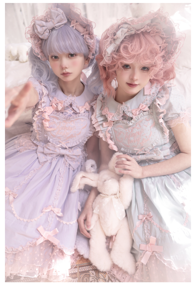 (BFM)The Seventh Doll~Sweet Diary SP~Vintage Lolita Jumper Dress Petal-like Hem JSK Headdress Set   