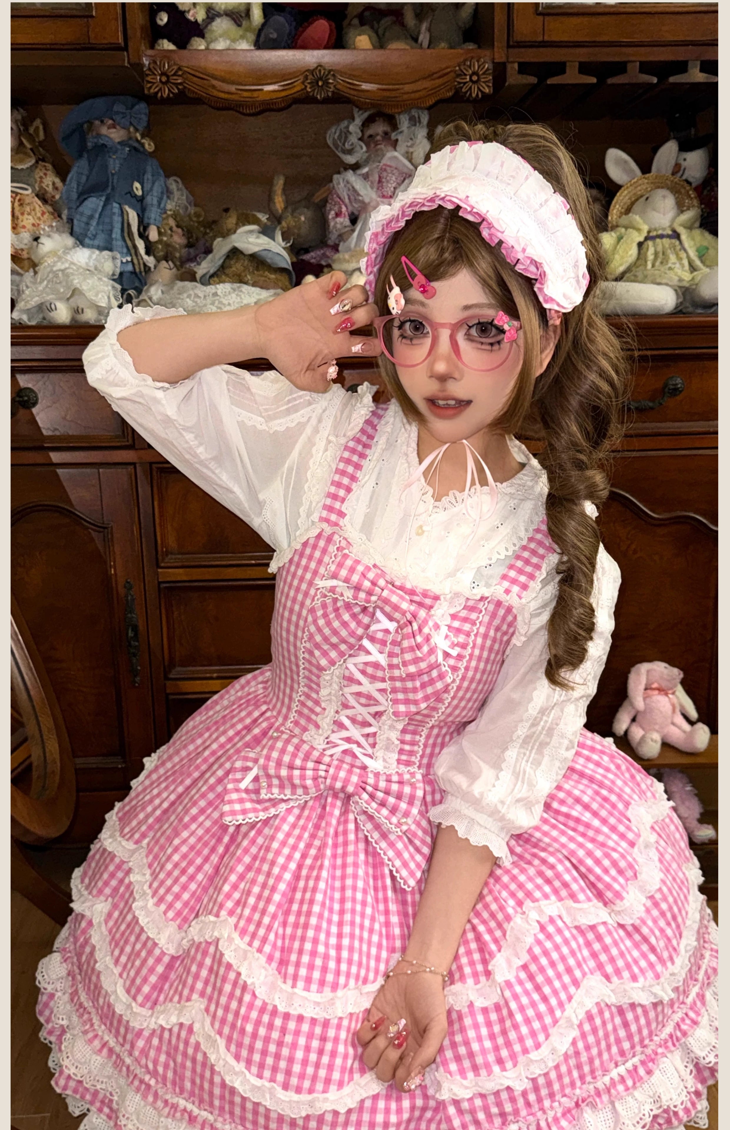 TaTaTa Lolita - Plaid Baileys - Old School Lolita Pink Plaid JSK 43380:774640