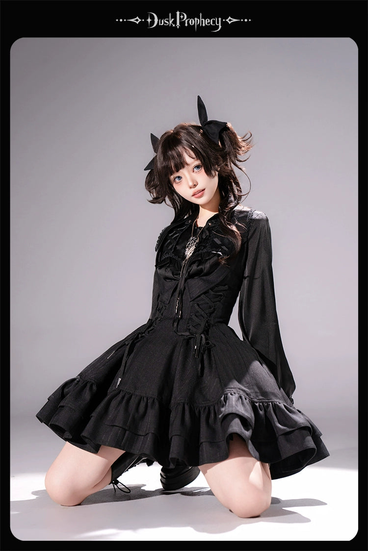 DuskProphecy - Heron - Classic Lolita Striped JSK Dress, Halter Neckline 44313:802969