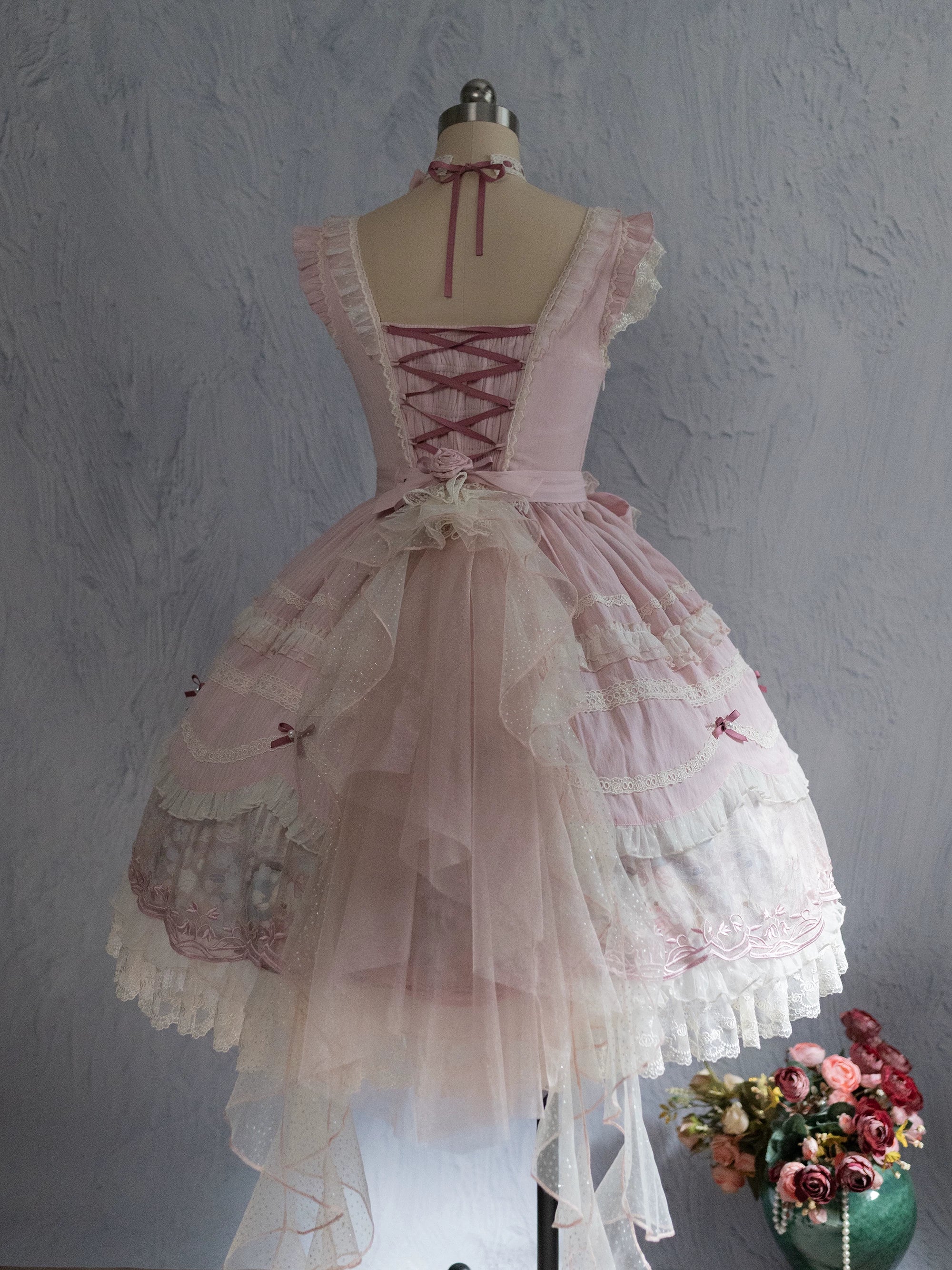 Lily of the Valley Lamb - Classic Lolita Tiered Hem JSK Dress with Embroidery 45277:852073