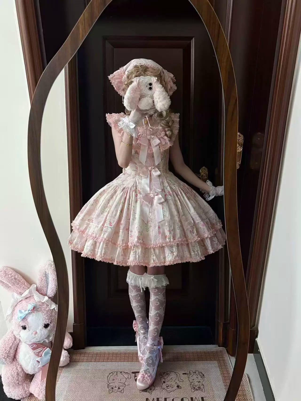 Prologue Rose - Cotton Classic Lolita Pink JSK Dress, Rose Print 45828:864102