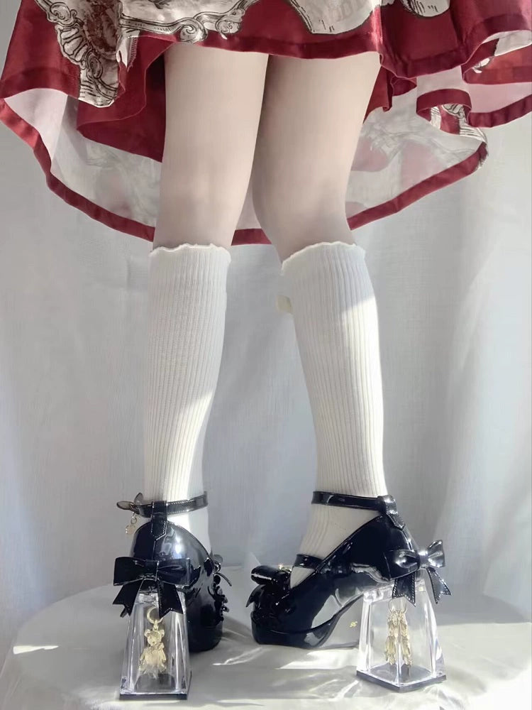 Meng Ka Jiang - Dreamy Bear - Sweet Lolita Shoes, Transparent Heel With Embedded Bear