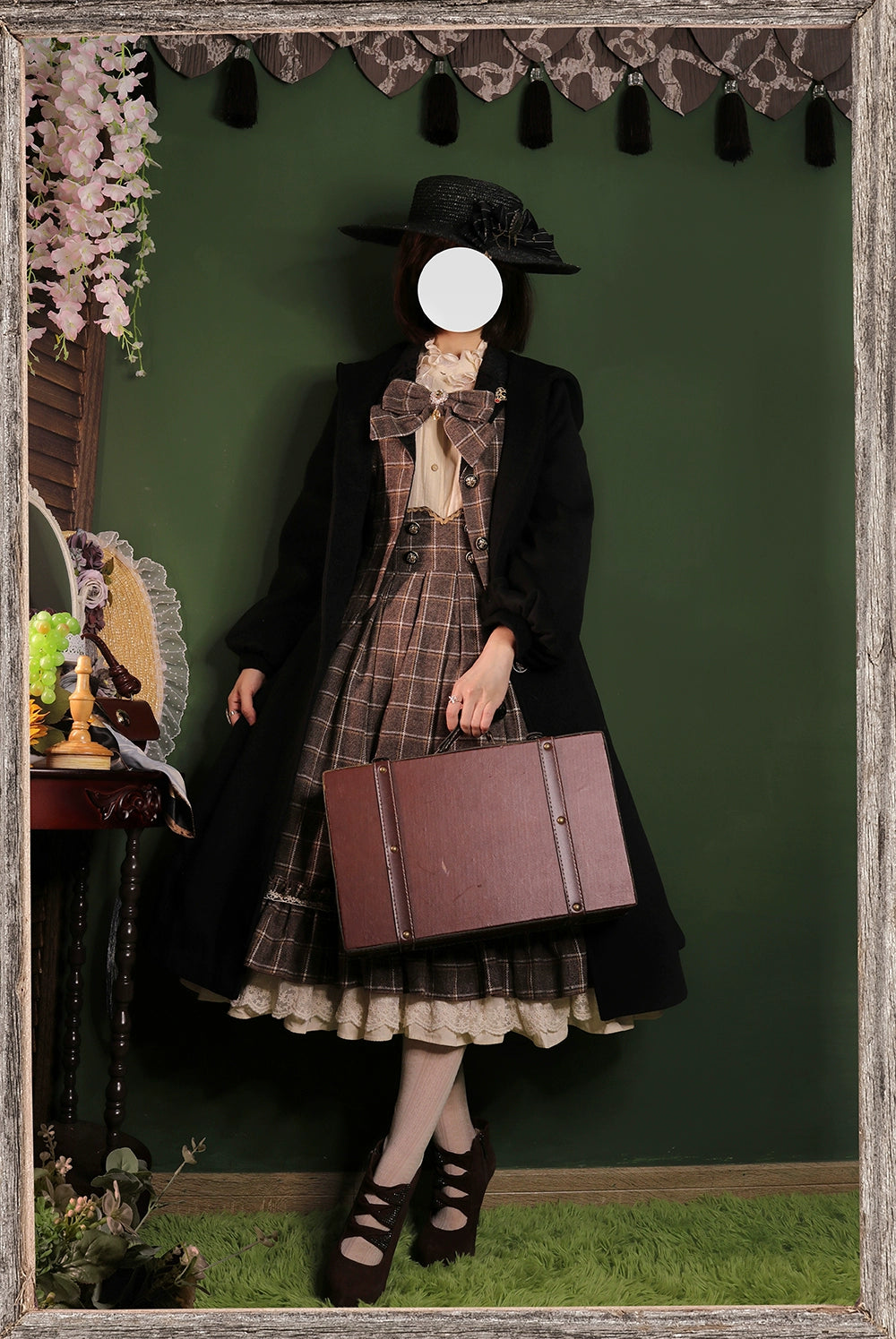 (BFM)Miss Point~Rose~Elegant Lolita Fishbone Grid Skirt Customized 32512:385004