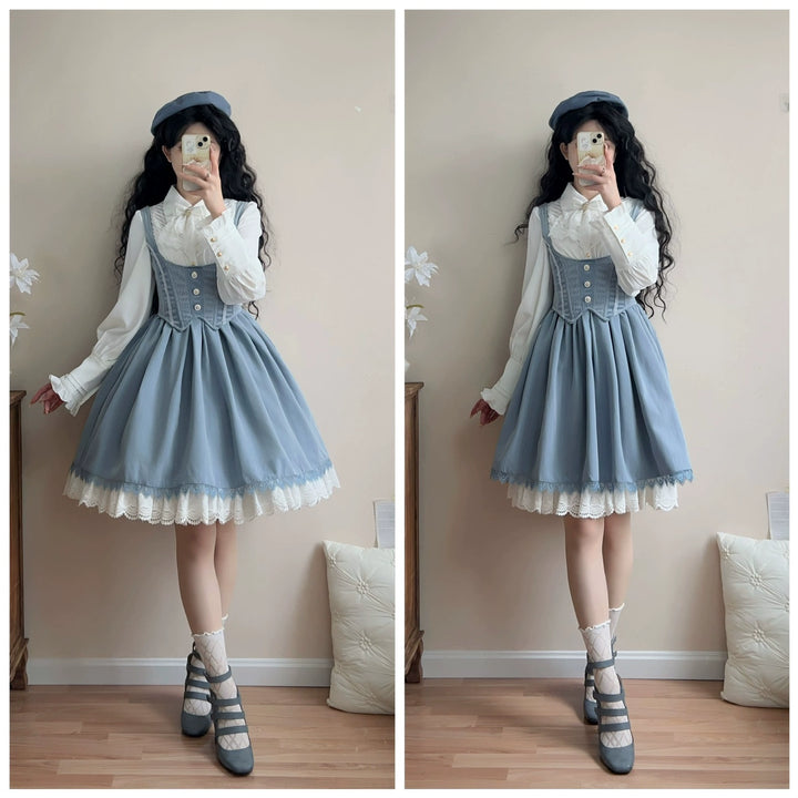 DMFS Lolita~Dreamland of Enchantment~Classic Lolita JSK Retro Bust-supporting Lolita Dress