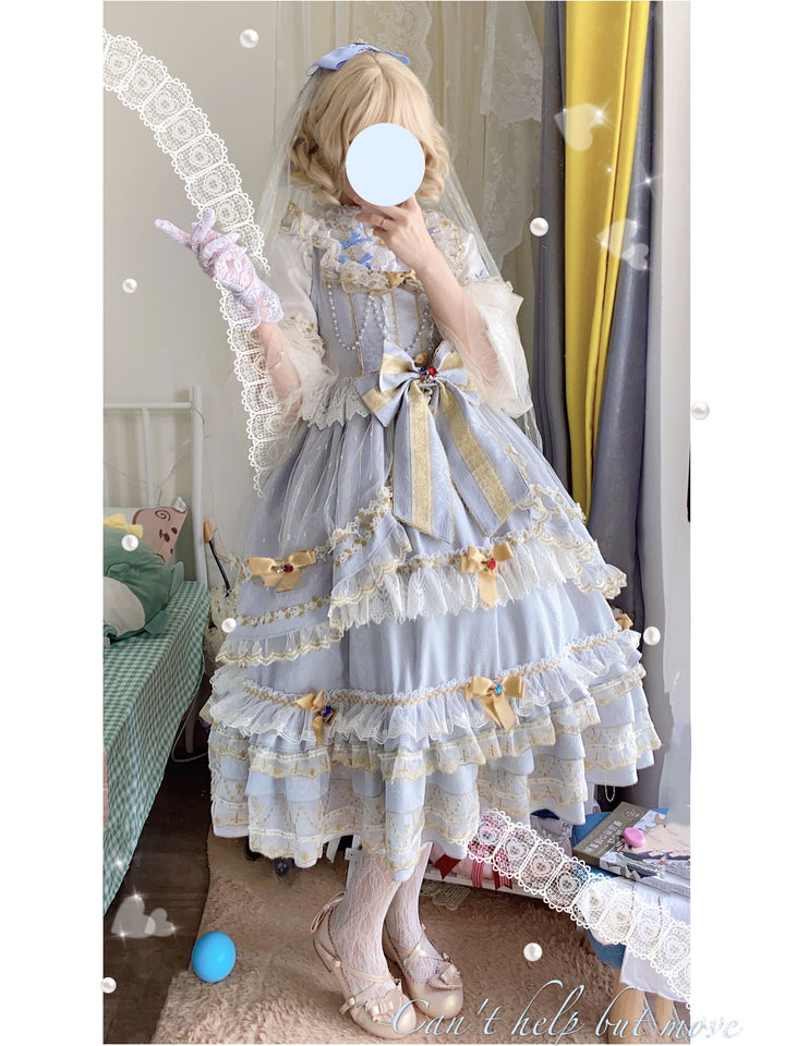 Fishing boss~Elegant Lolita Flounce Hemline Princess Dress Multicolors 19178:270396