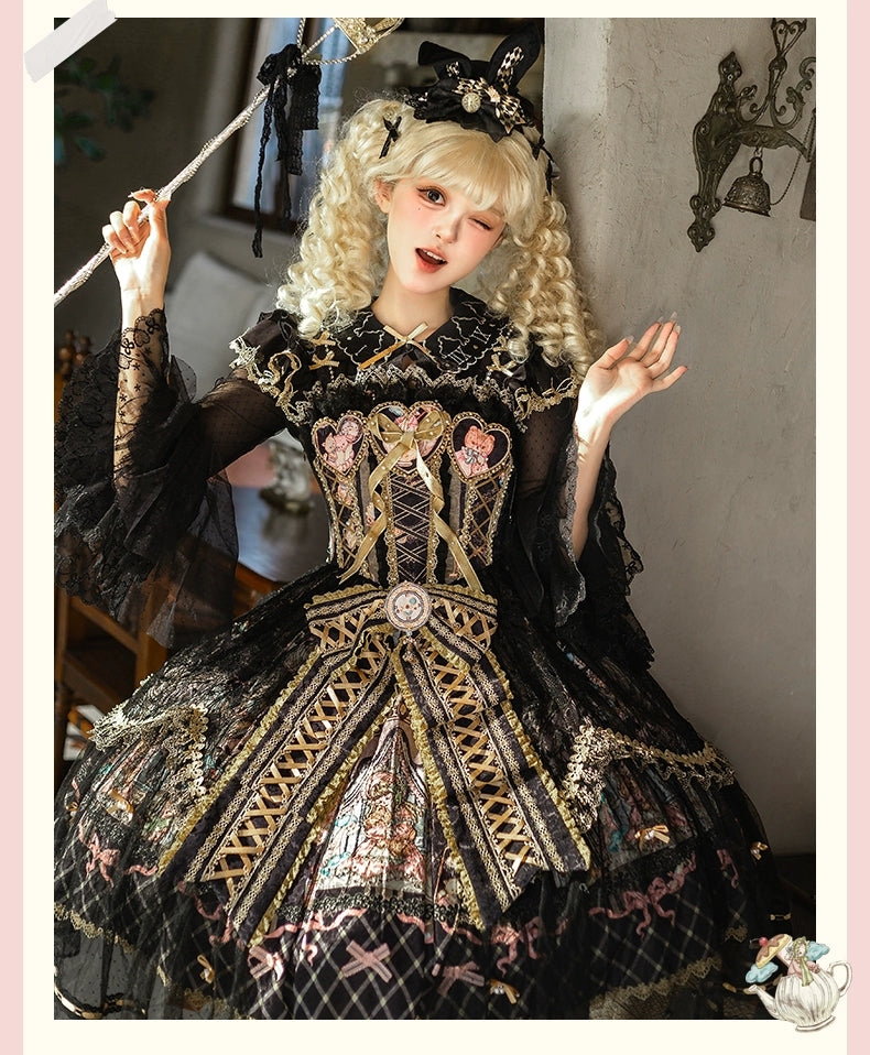 YingLuoFu - Doll Fantasy Box - Sweet Lolita JSK Dress & Tulle Blouse Set 44261:801489
