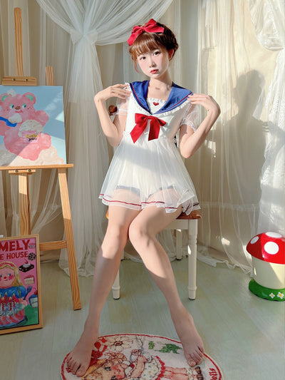 Your Princess ~Summer Sailor Collar Kawaii Lolita Swimsuit OP   