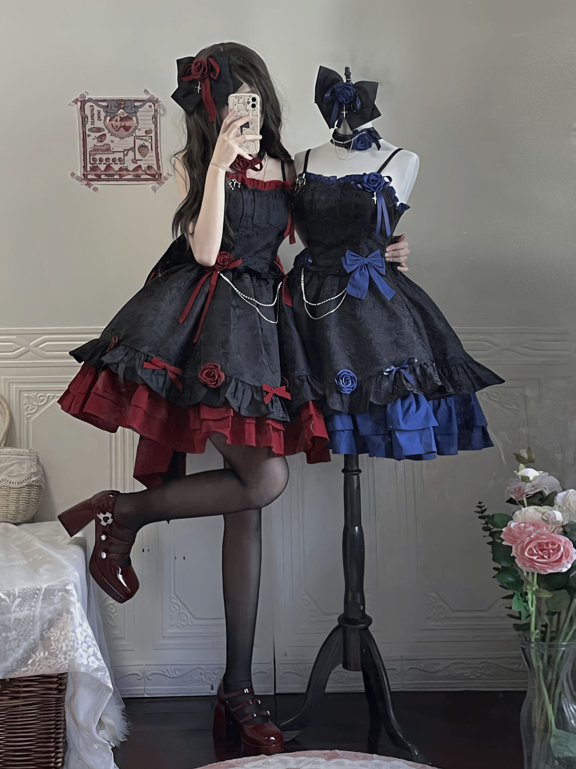 (Buyforme)Platycodon House~Romantic Contract Lolita Twin Rose Gothic JSK 19388:270838