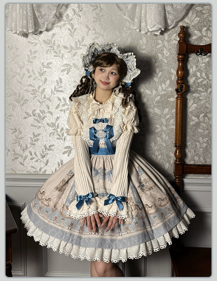 Alice Girl~Sea Salt Fairytale~Sweet Lolita JSK Doll-like Lolita Printed Dress