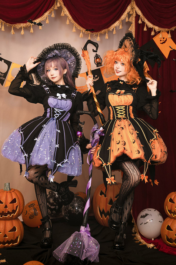 Lemon Honey - Halloween Gothic Lolita Jumper Dress Pumpkin Dress