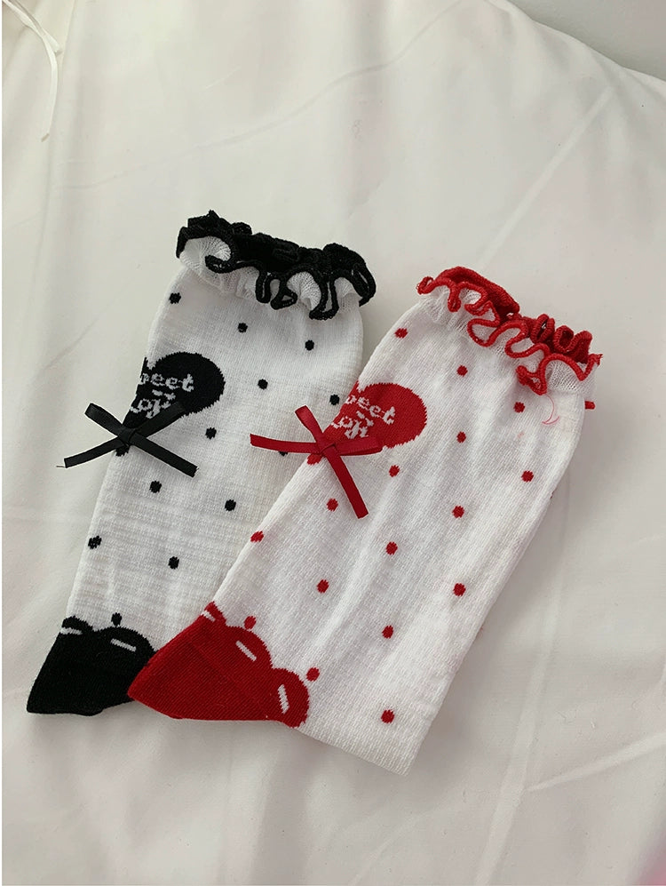 Roji Roji~Sweet Lolita Socks Cute Lolita Short Socks With Polka Dot   