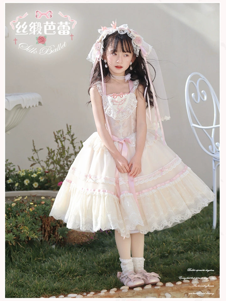 Mademoiselle Pearl~Silk Ballet~Kid Lolita JSK Dress Flower Wedding Lolita Dress